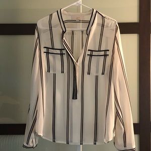 LOFT quarter button down striped blouse